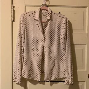 Casual Corner Polka Dot Blouse - Cream and Black